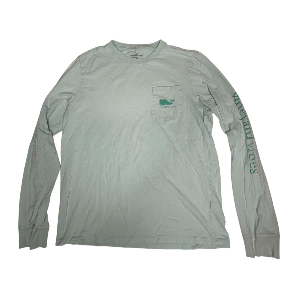 Boys Vineyard Vines Whale Tee Long Sleeves in Aqua XL